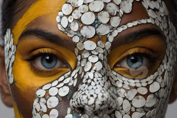 Artistic Face Paint with Shells