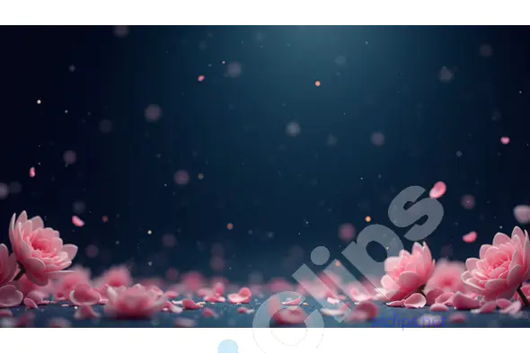 Soft Pink Flowers and Petals on Dark Background