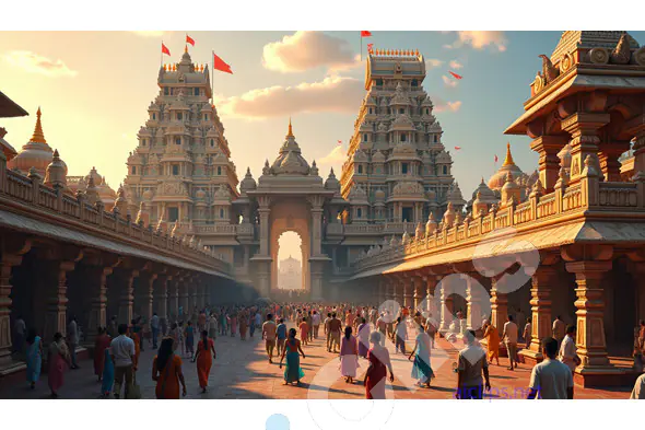 Grand Indian Temple Complex at Sunset