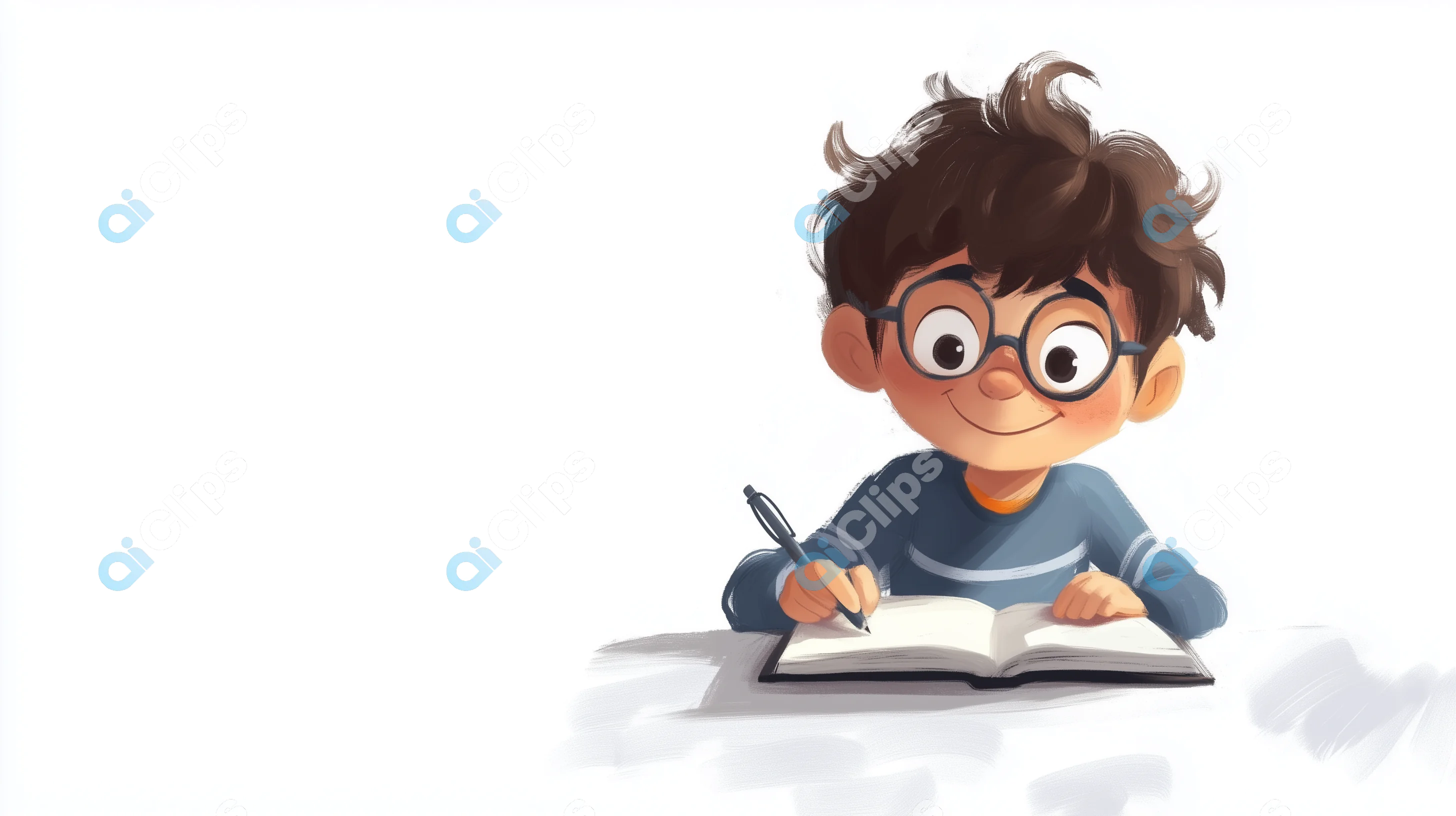 Cute Boy Writing in Notebook