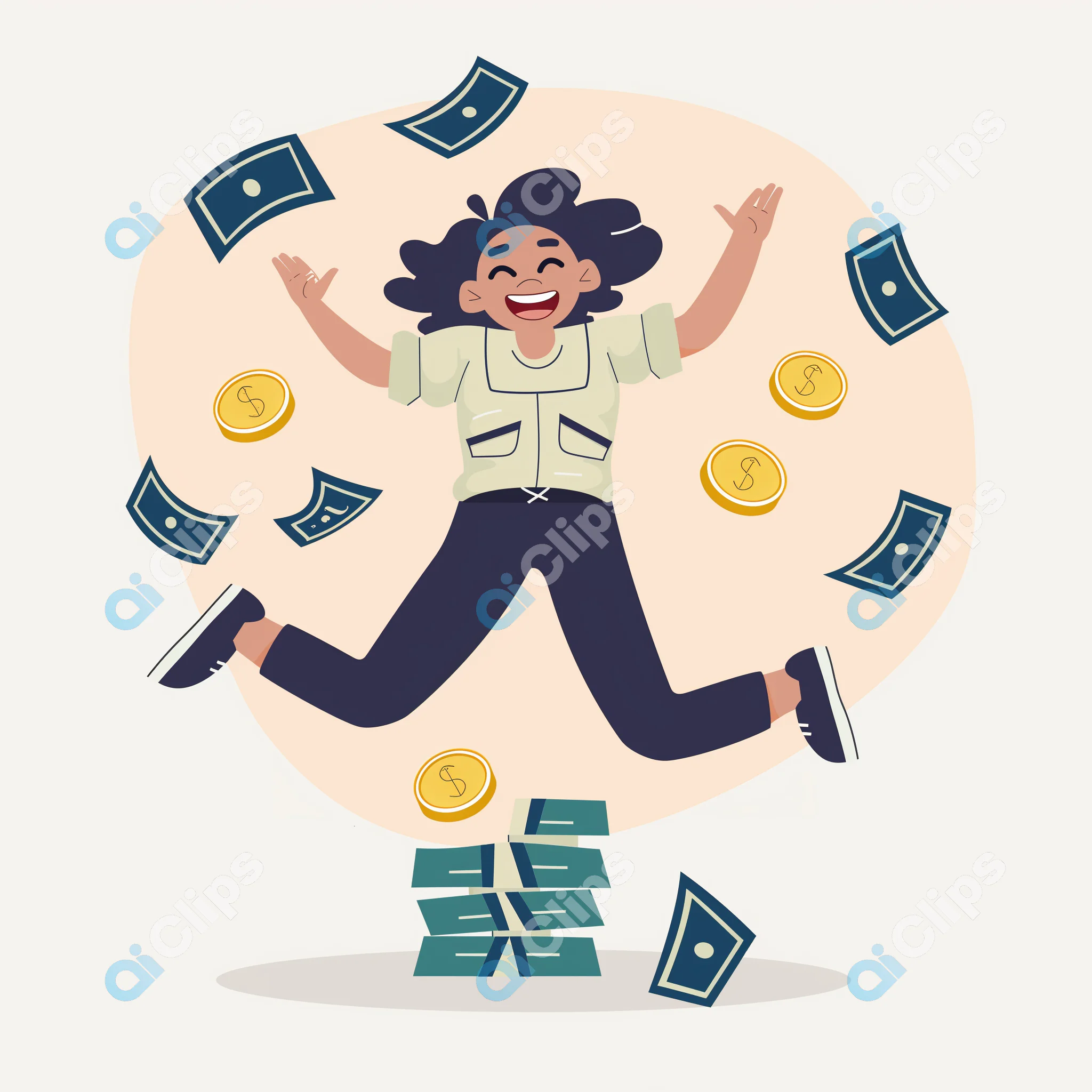 Excited Woman with Money