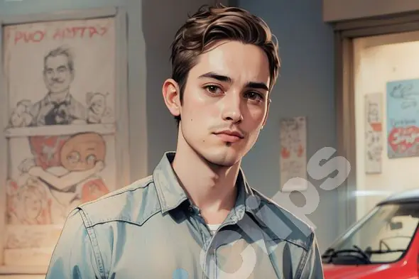 Young Man in Garage