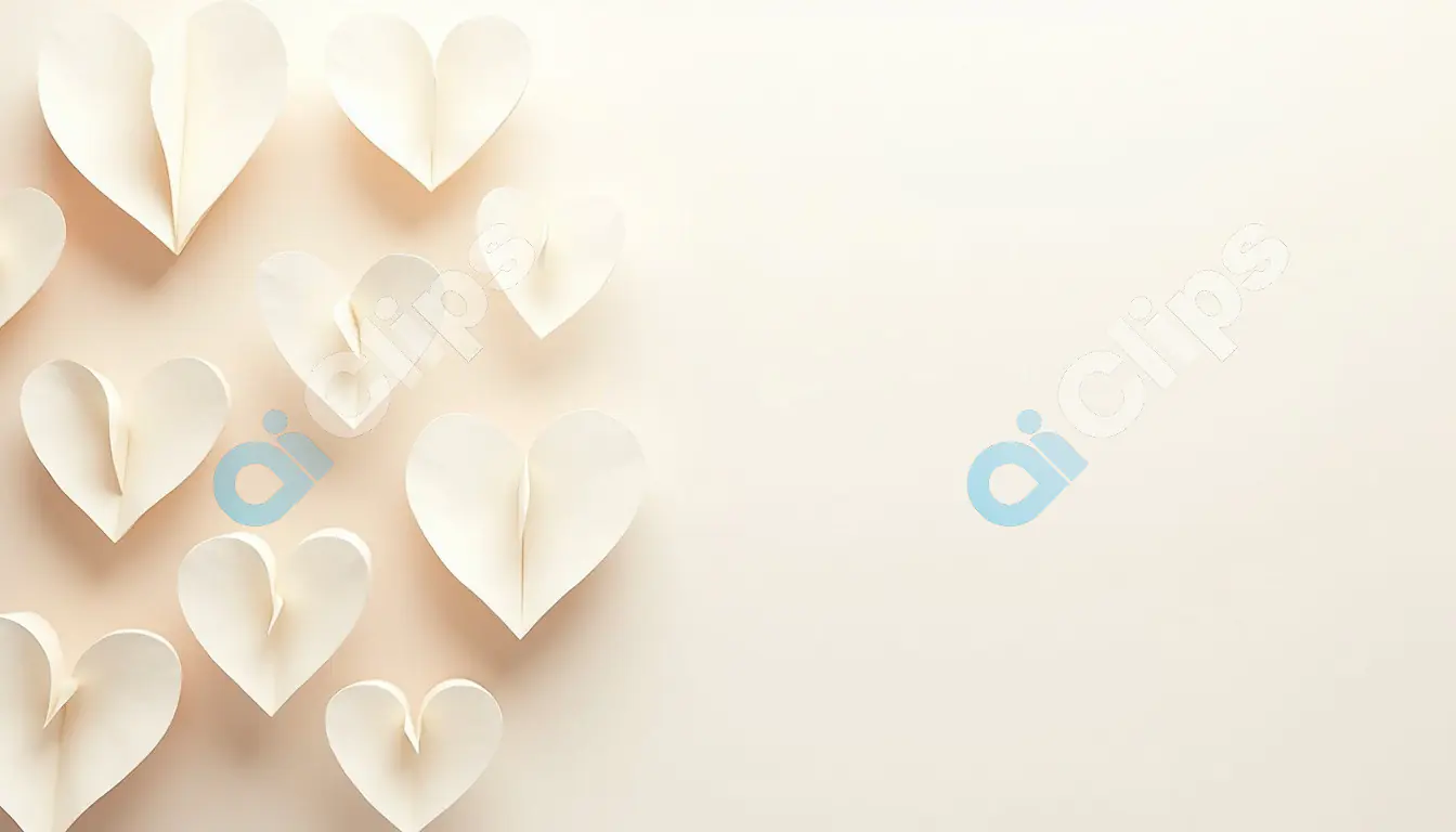 Origami Hearts on Soft Cream Background