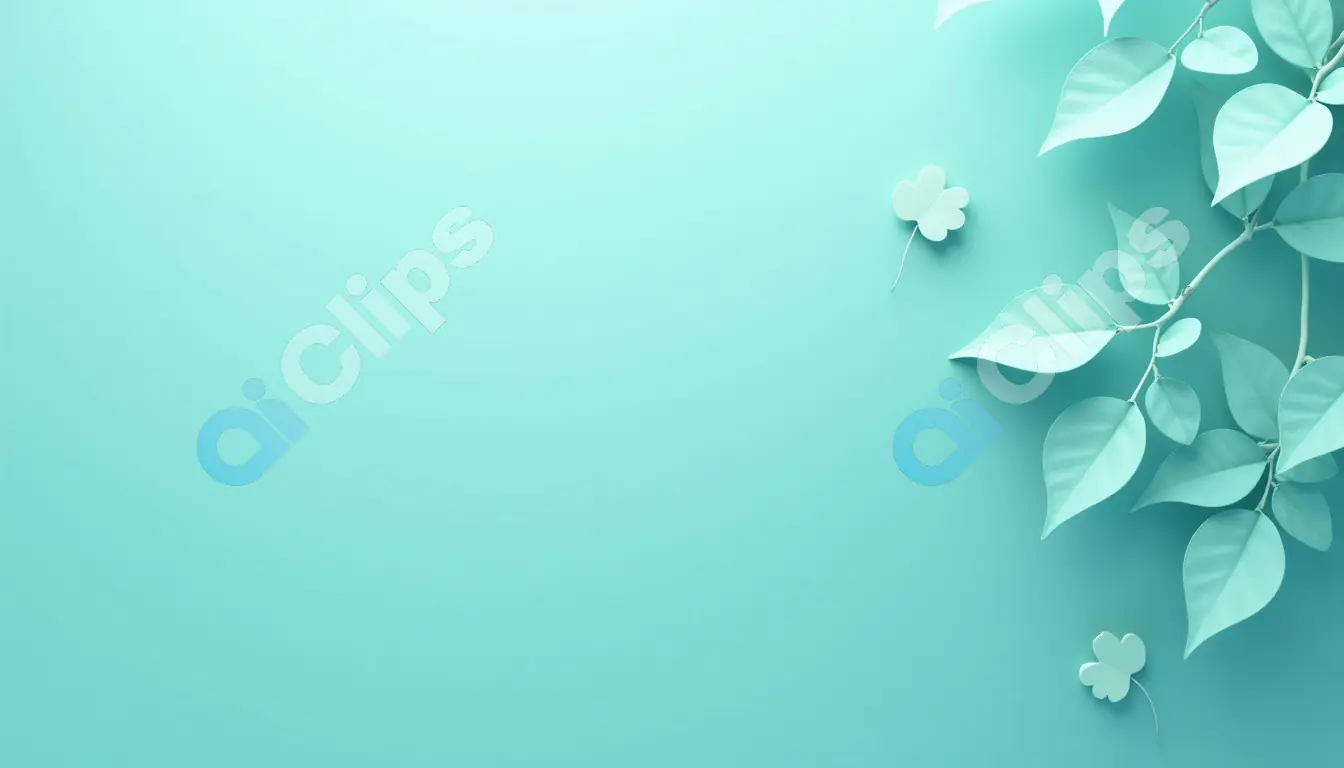Tranquil Leaf Branches on Teal Gradient Background
