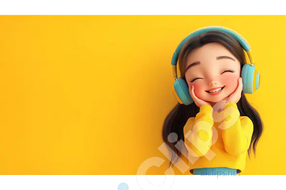 Happy Girl with Headphone