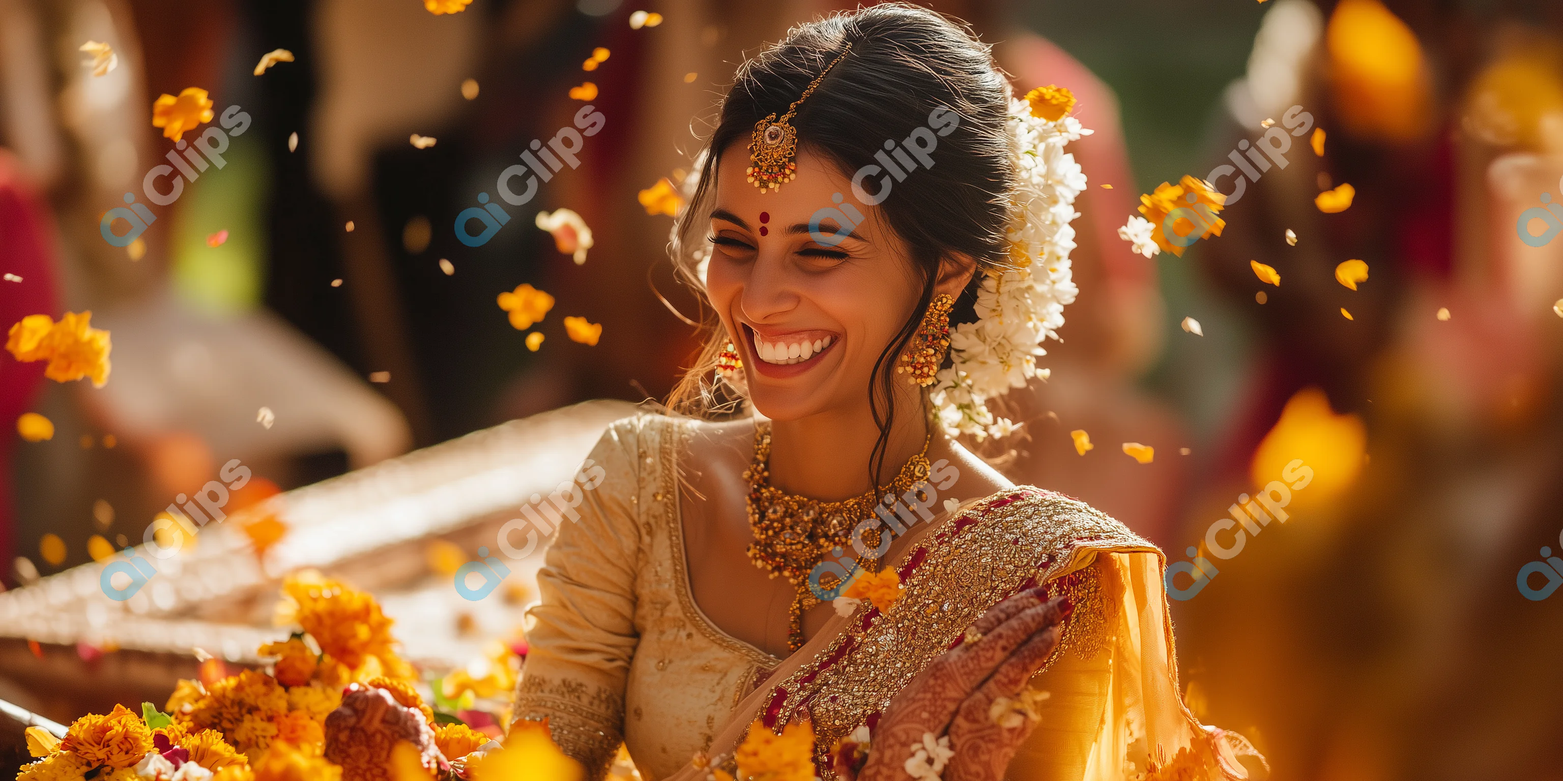 Joyful Bride at Traditional Wedding