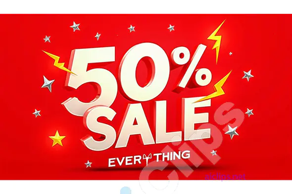 50% Sale Everything Banner - Red and White Promotion