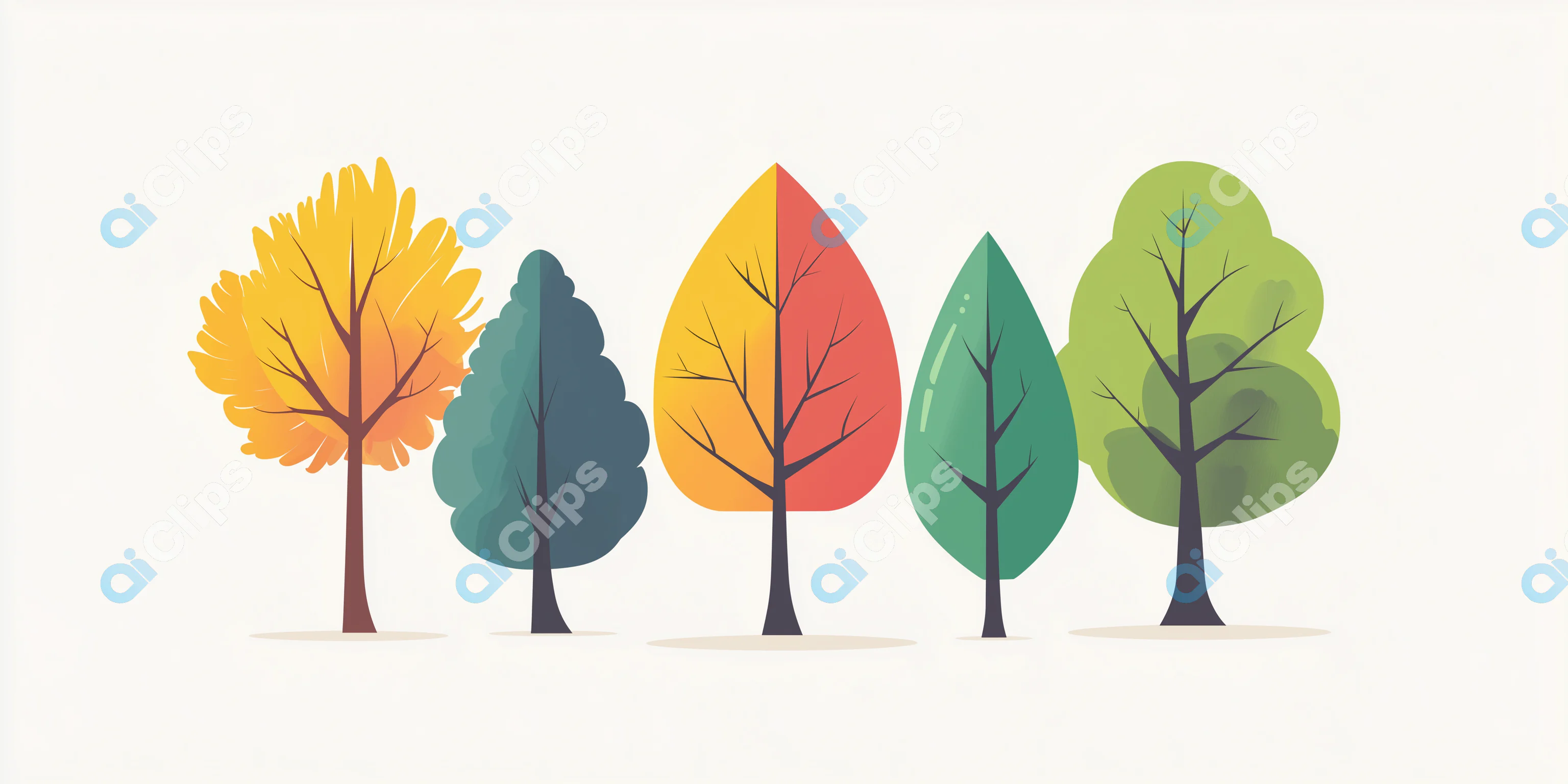 Colorful Seasonal Trees Illustration