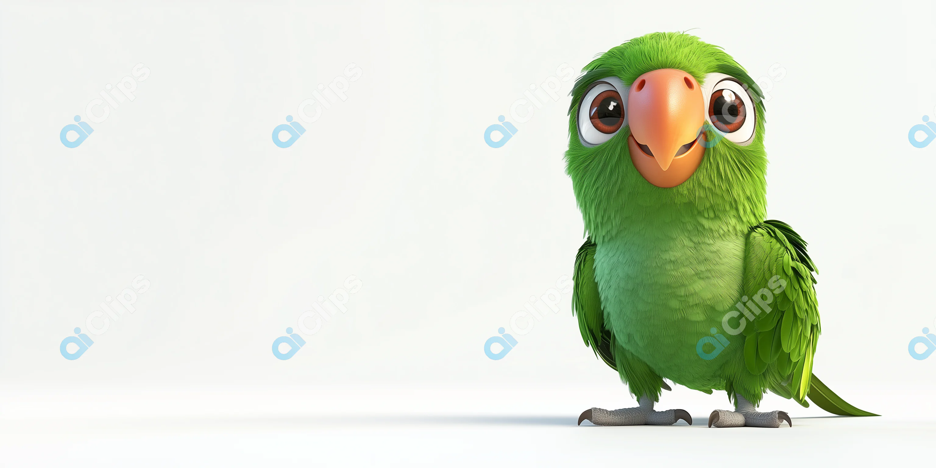 Cute Green Parrot Render