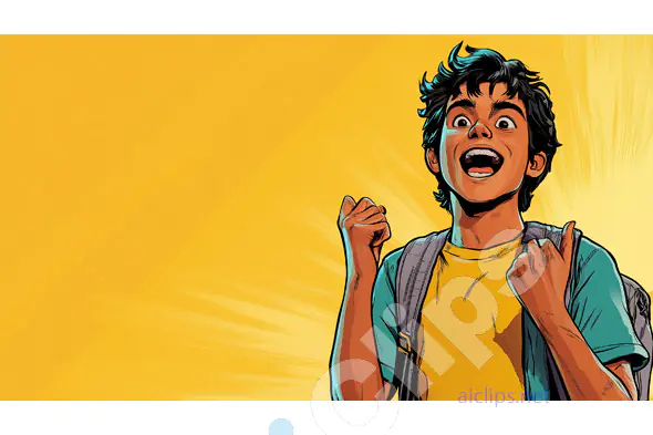 Excited Boy with Backpack