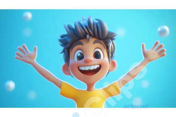 Happy Cartoon Boy Character