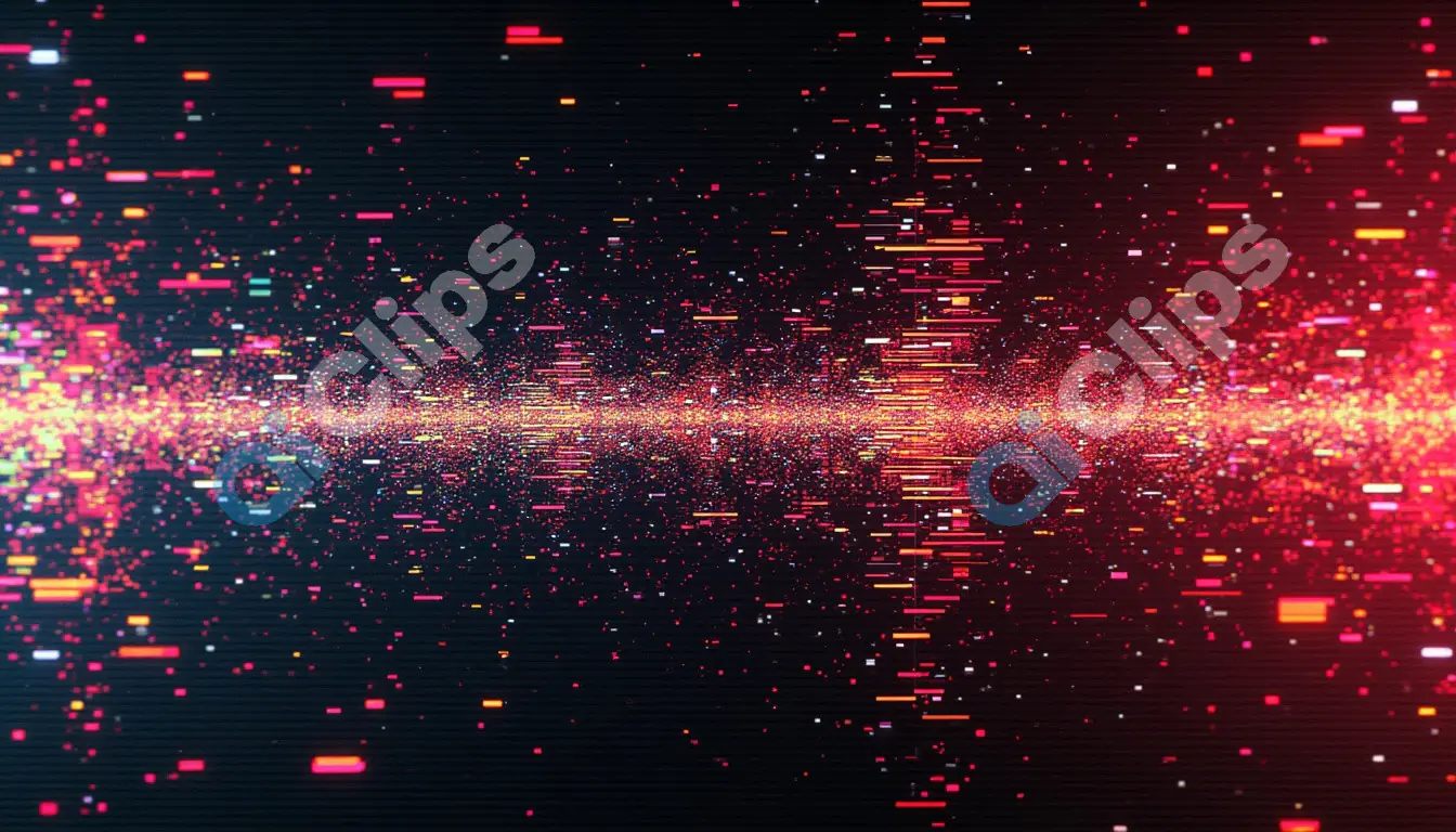 Abstract Digital Data Wave Background with Glowing Particles