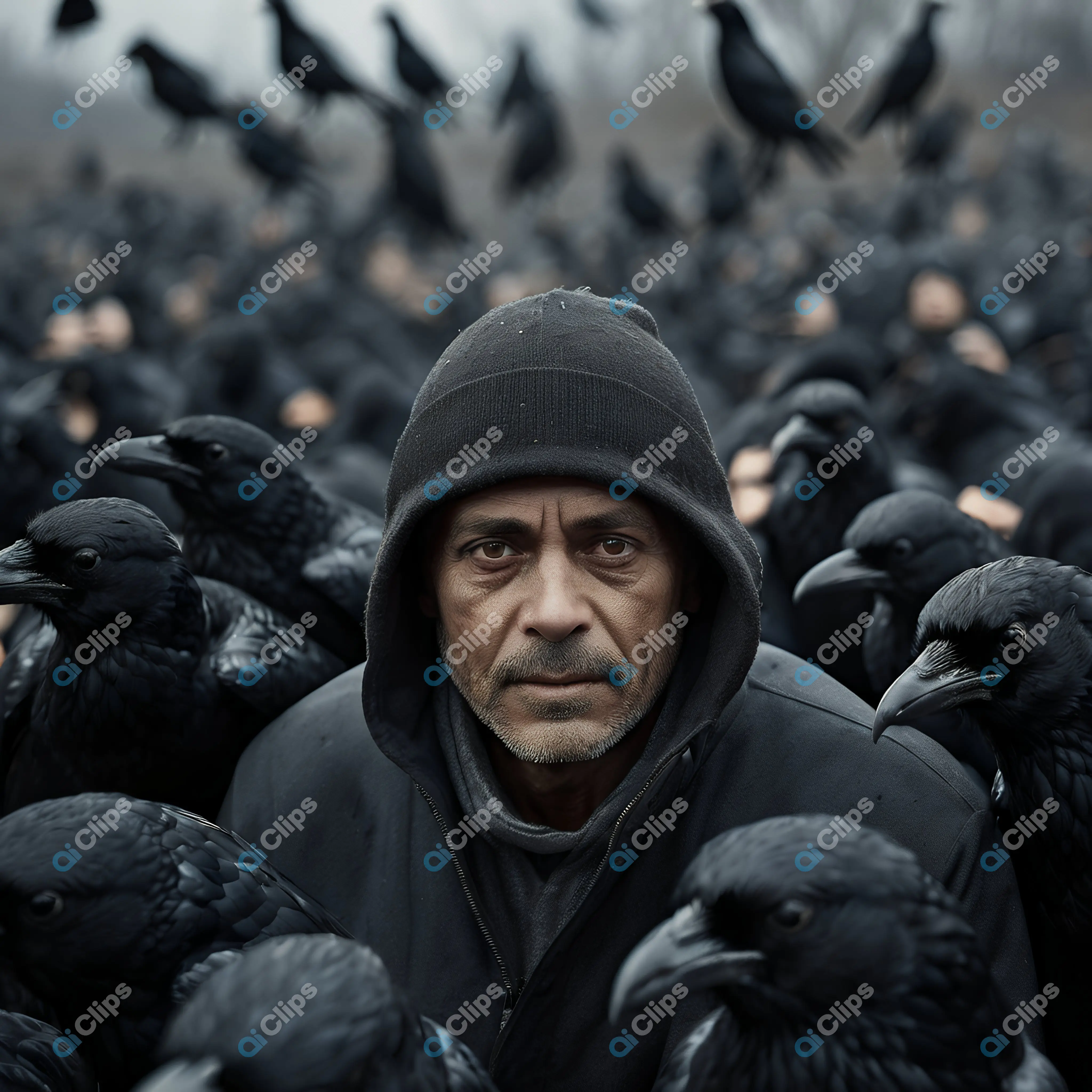 Man Among Crows