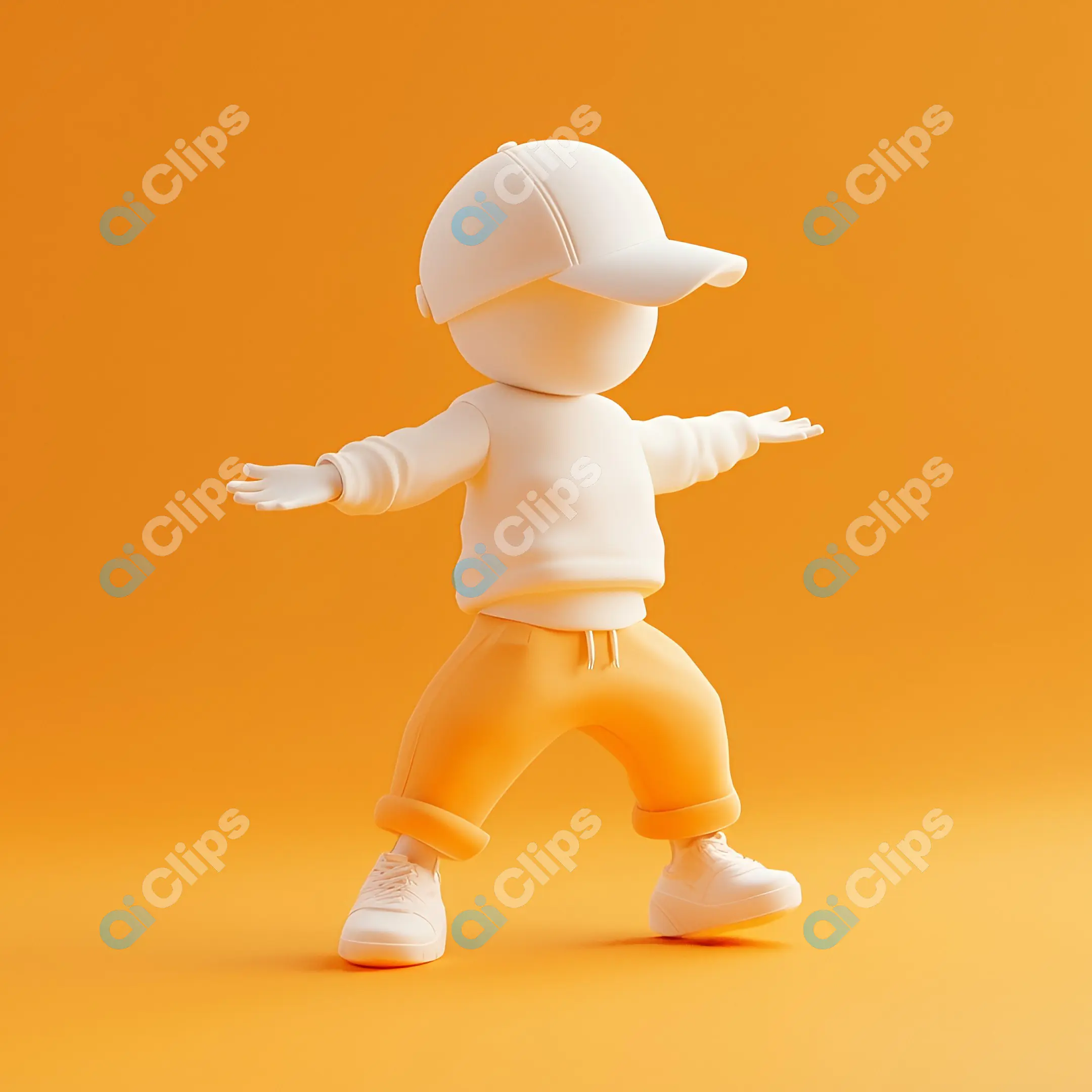 Playful 3D Character in Orange