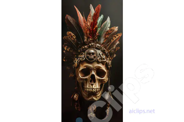 Tribal Skull with Feathers