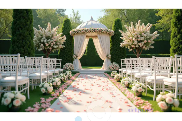 Romantic Garden Wedding Ceremony Setup