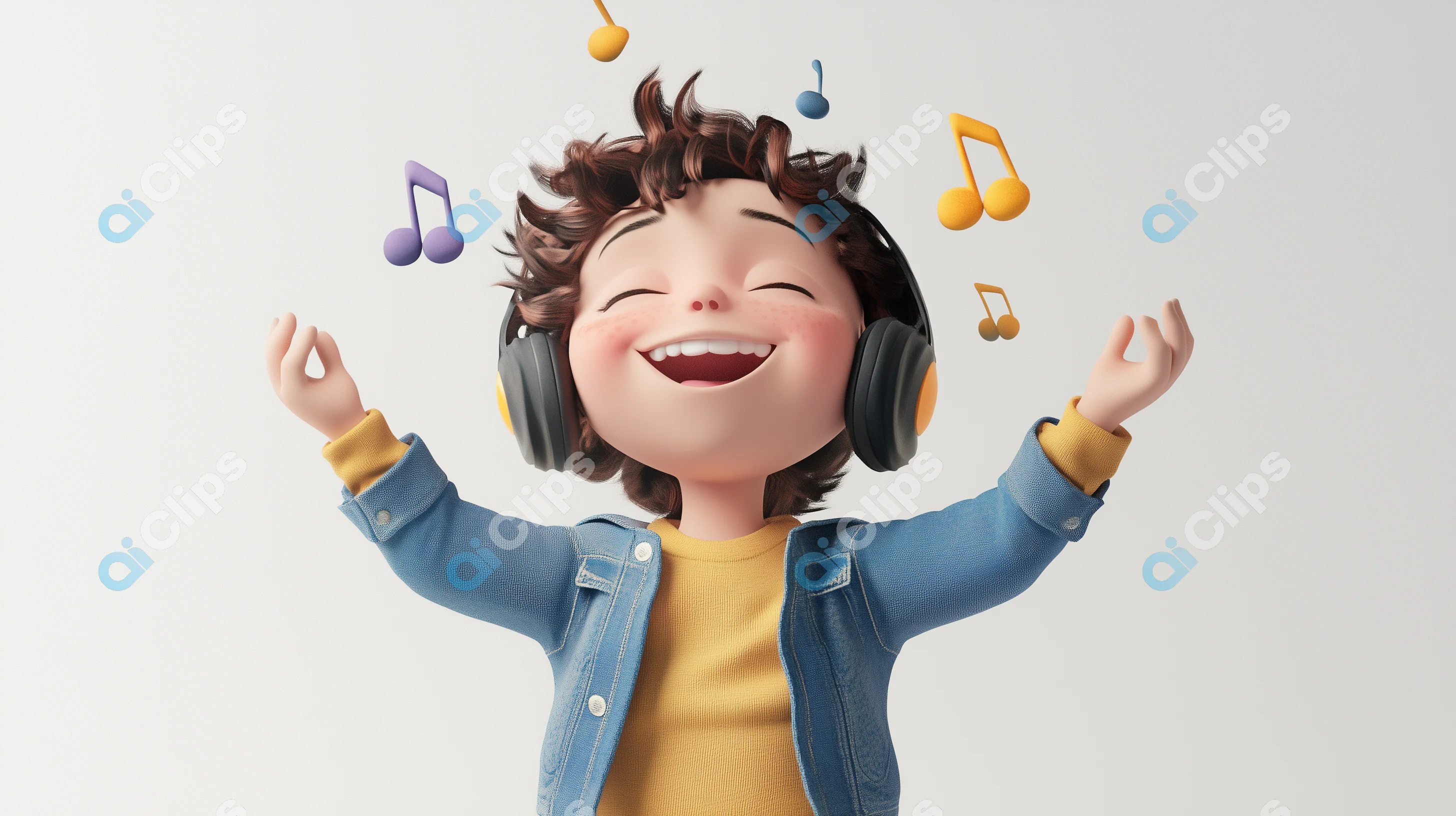 Happy Kid Listening to Music