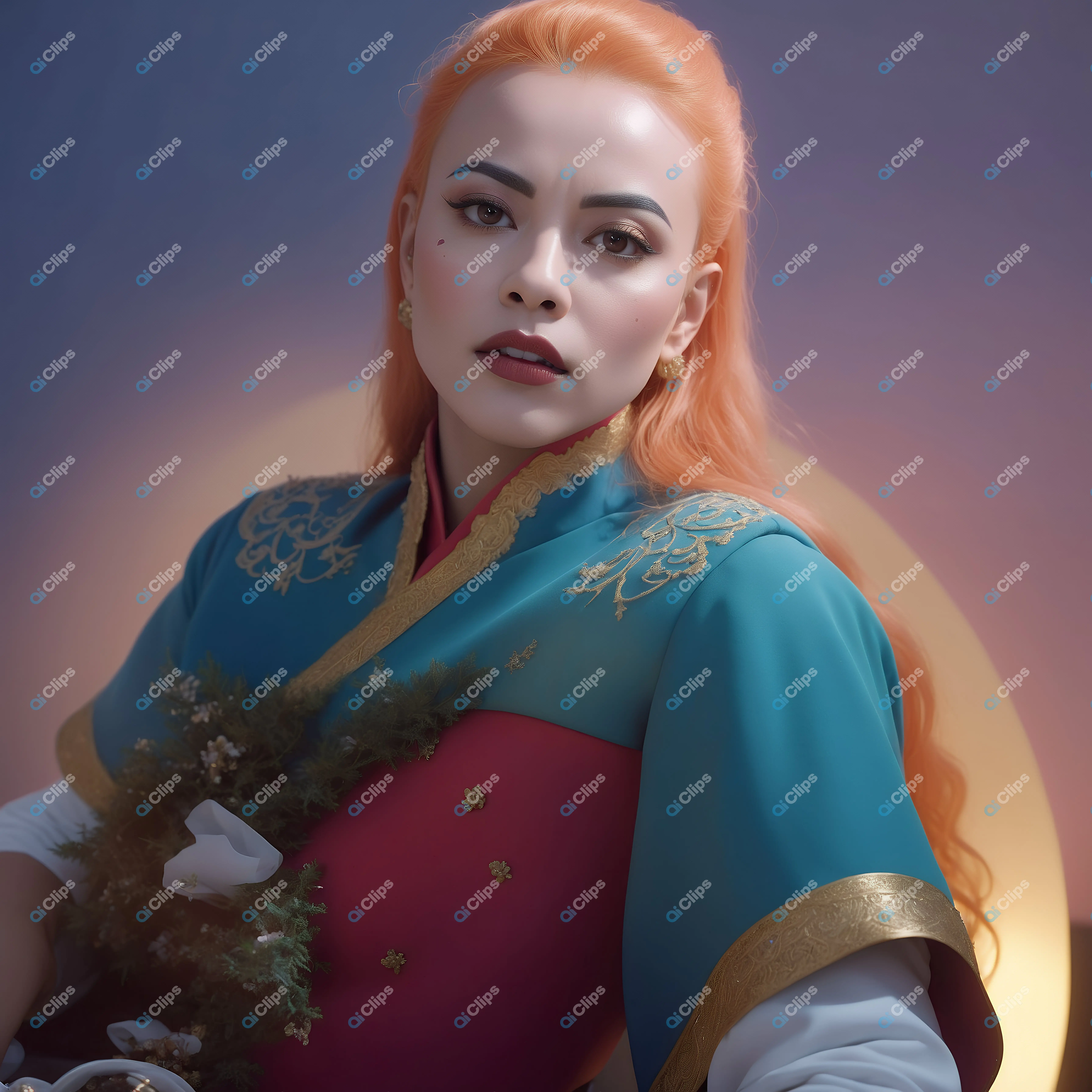 Elegant Woman with Orange Hair