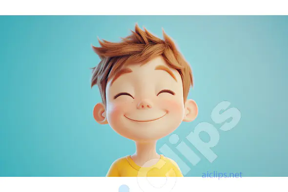 Smiling Freckled Cartoon Boy