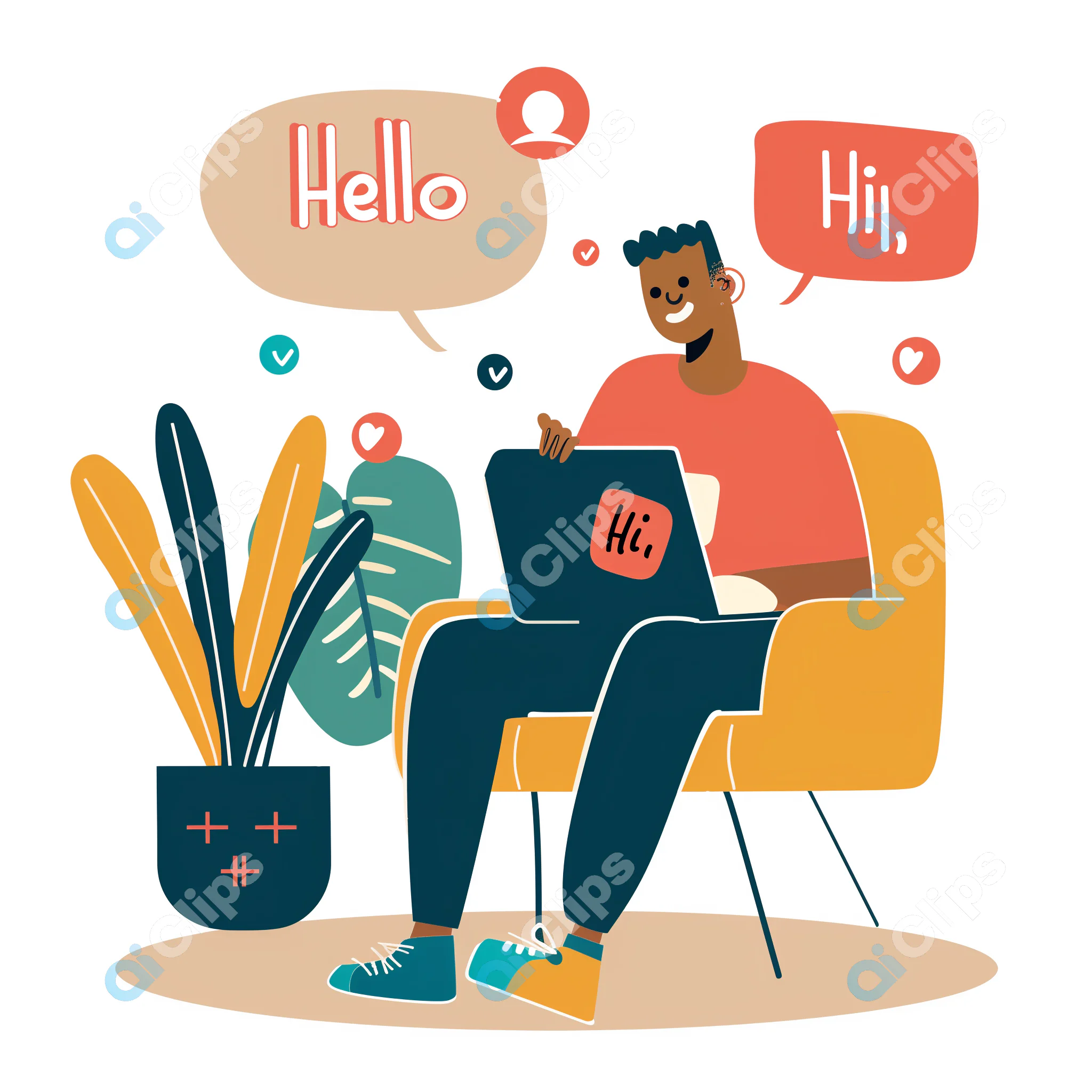 Man Chatting Online