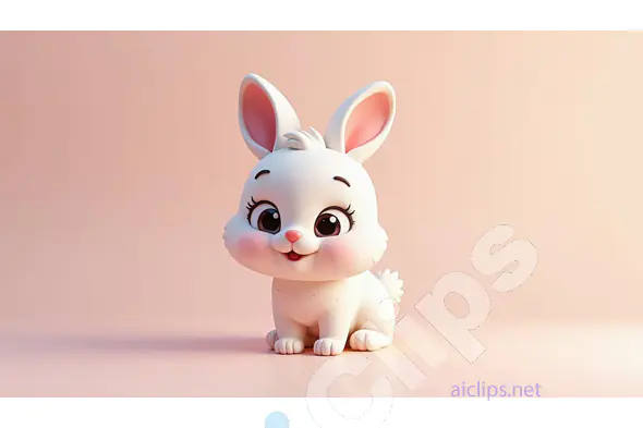Adorable Cartoon Bunny on Soft Pink Background