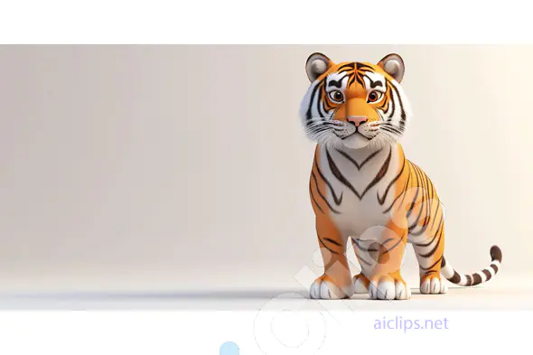 Adorable Cartoon Tiger Render