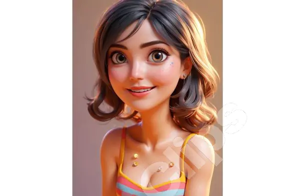 Cheerful Cartoon Girl