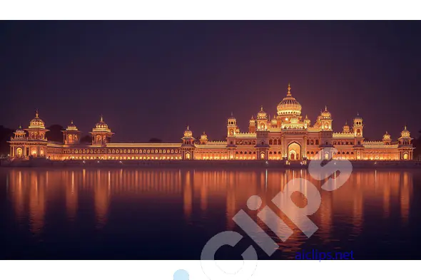 Illuminated Indian Palace at Night