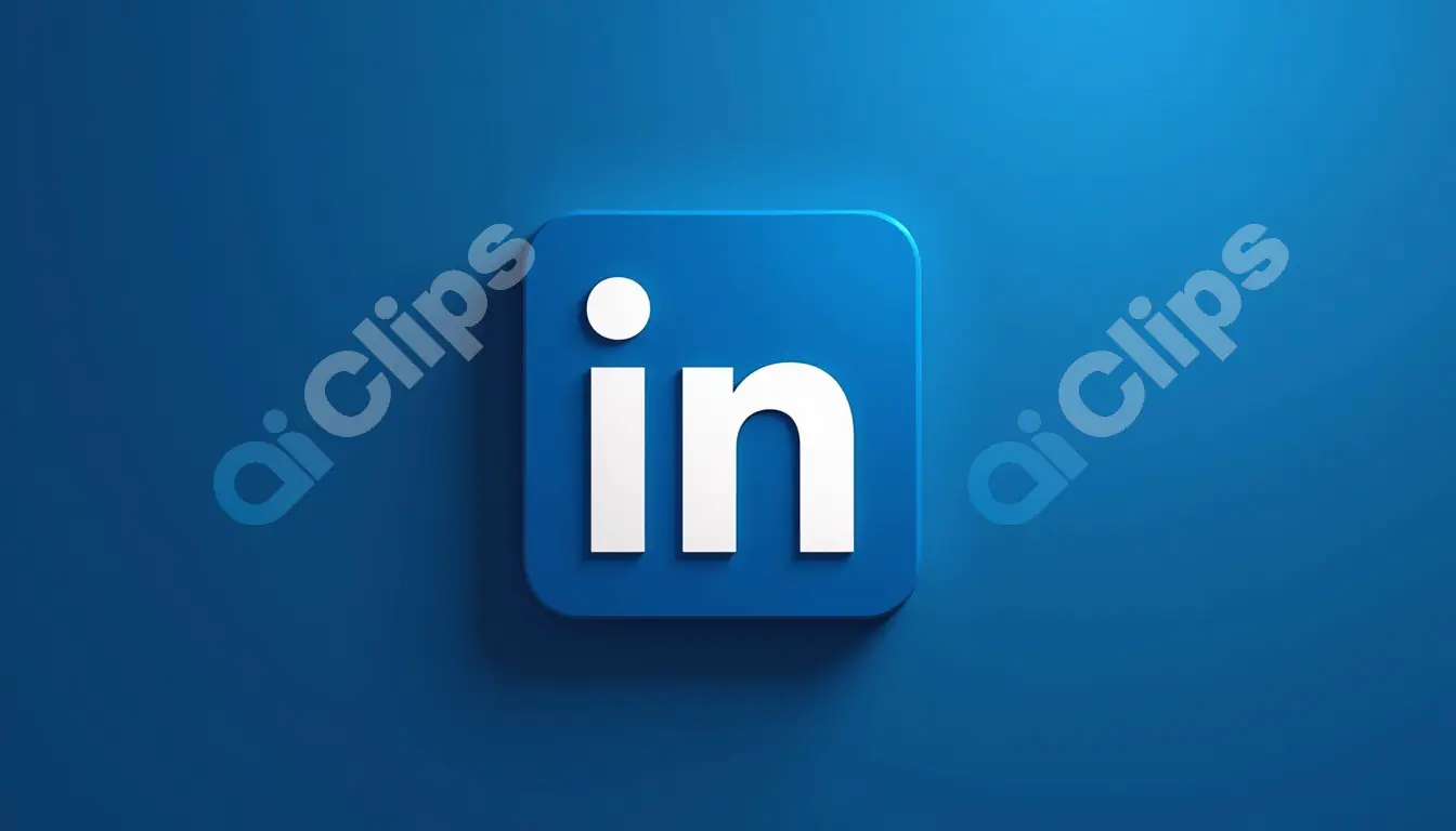 Close-Up of LinkedIn Logo on a Blue Background