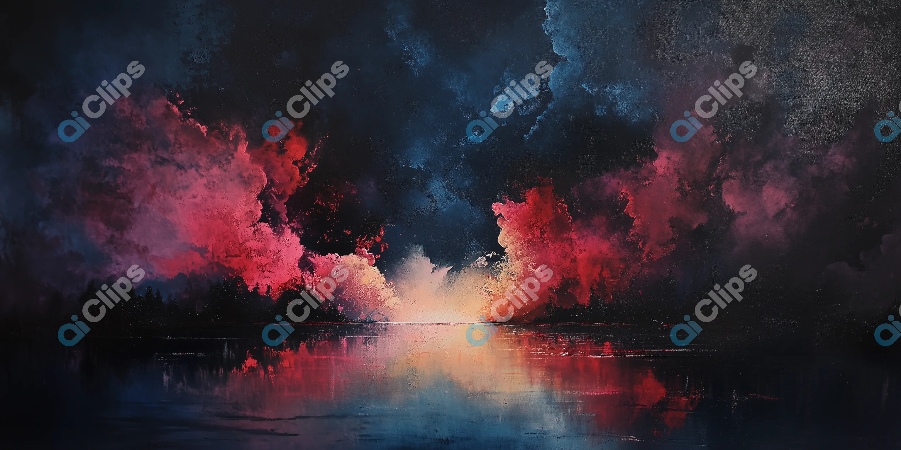 Dramatic Sunset Over Lake