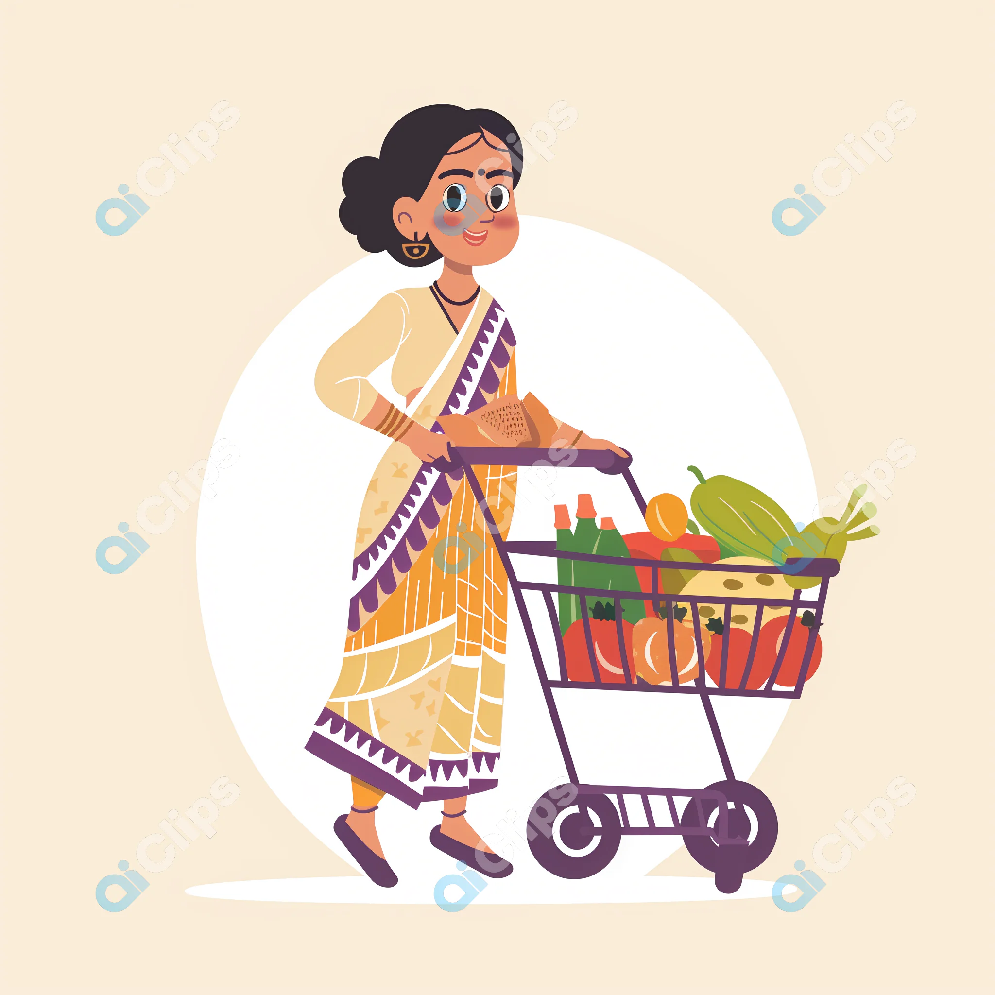 Woman with Grocery Cart