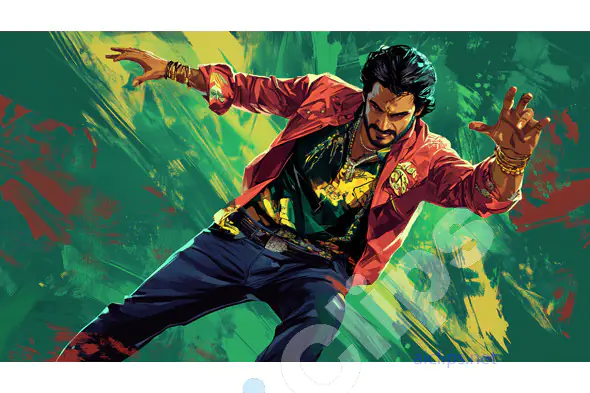 Dynamic Man in Vibrant Action Pose