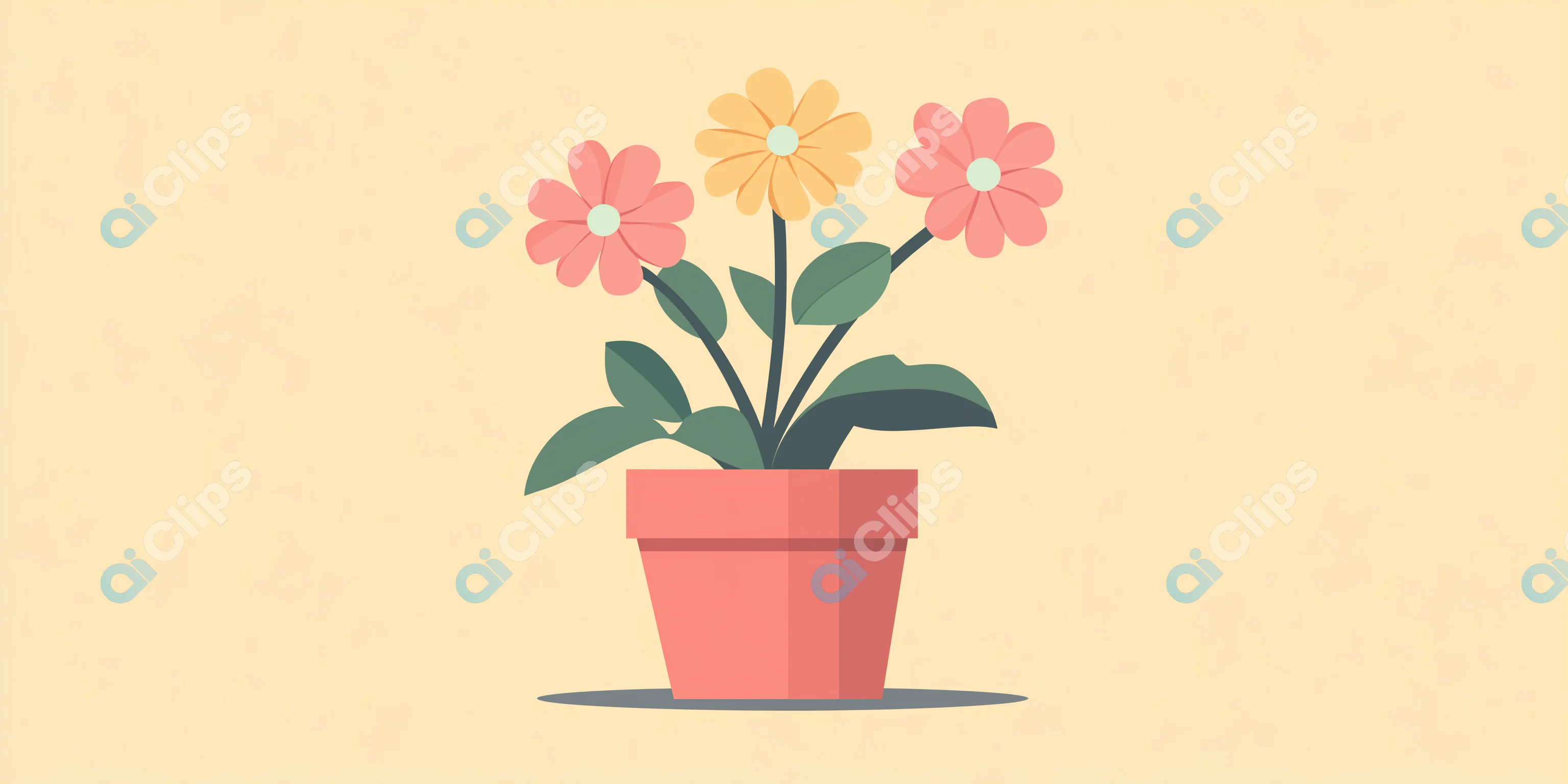Flowering Plant in Pot Illustration