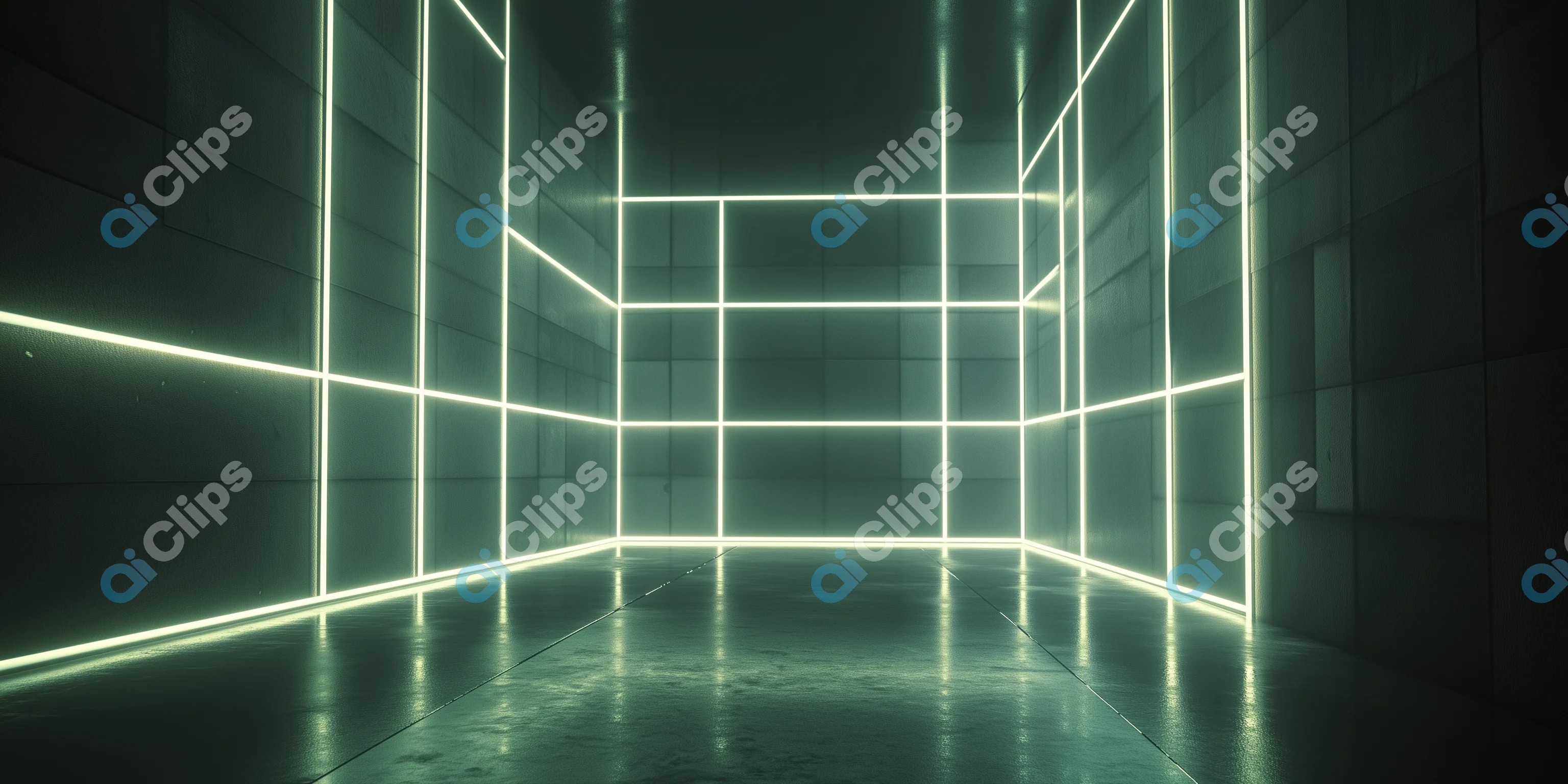 Futuristic Neon Grid Room