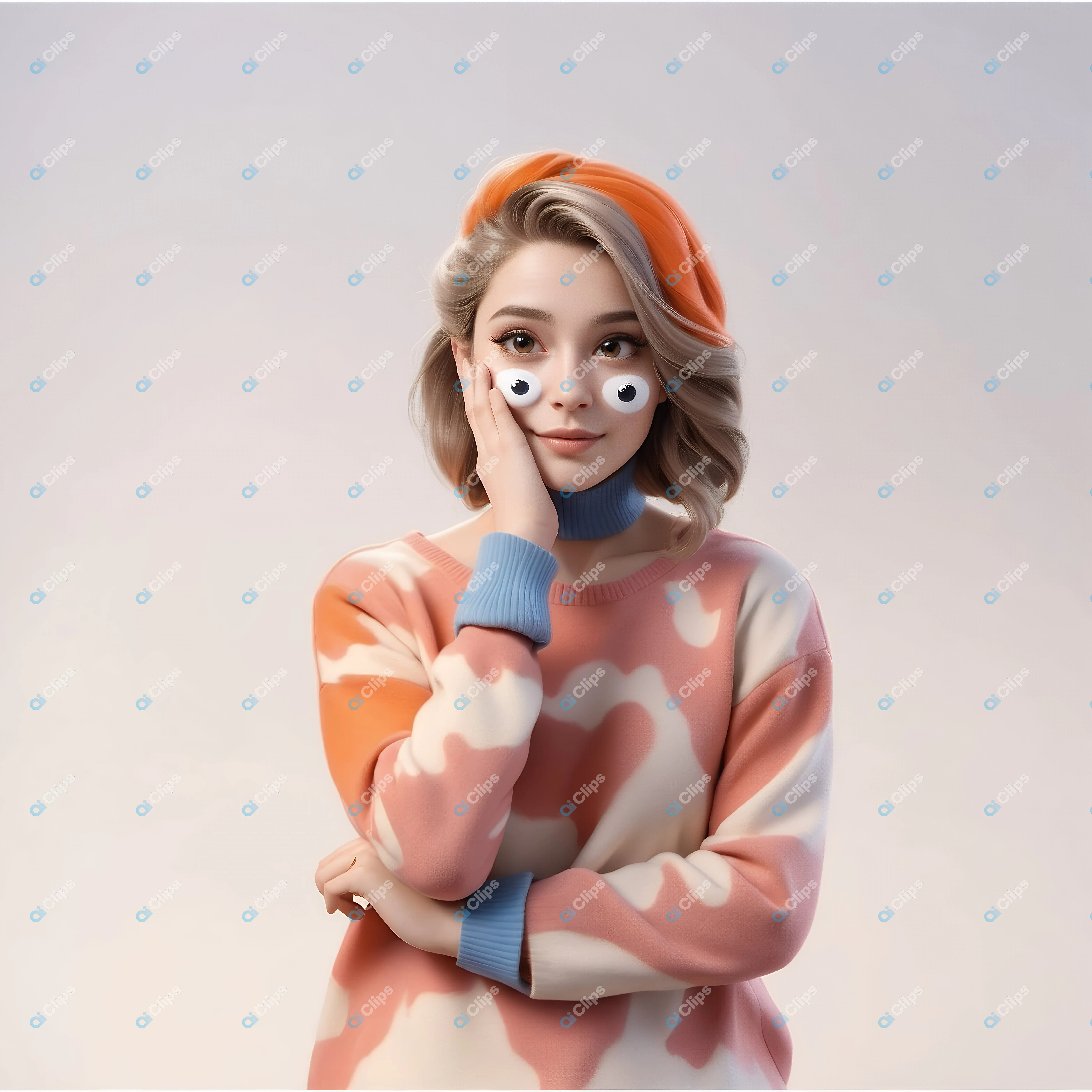 Trendy Girl with Colorful Sweater