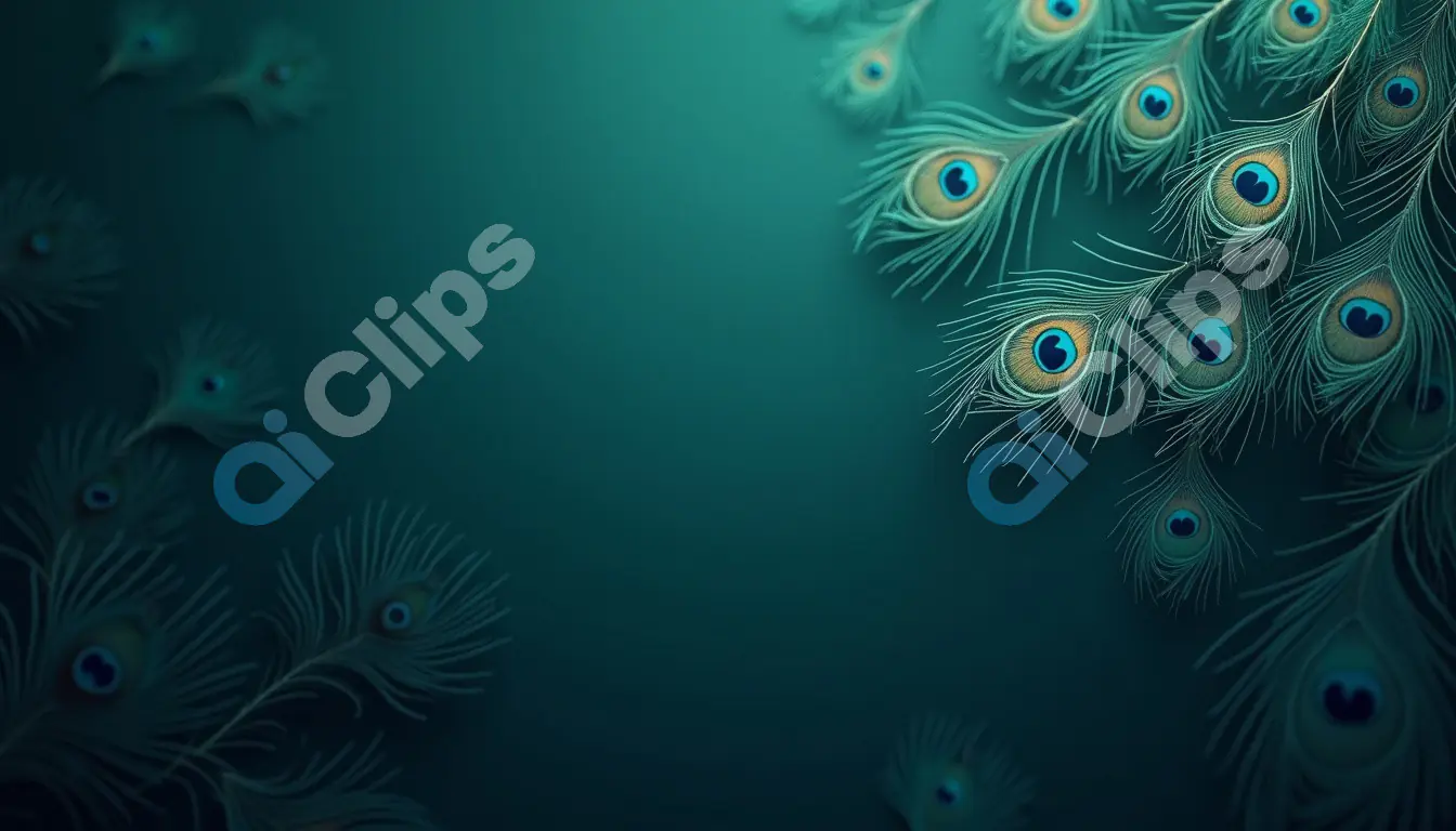 Elegant Peacock Feather Design with Teal Gradient Background