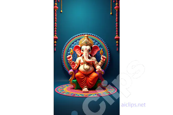 Vibrant Lord Ganesha 3D Illustration