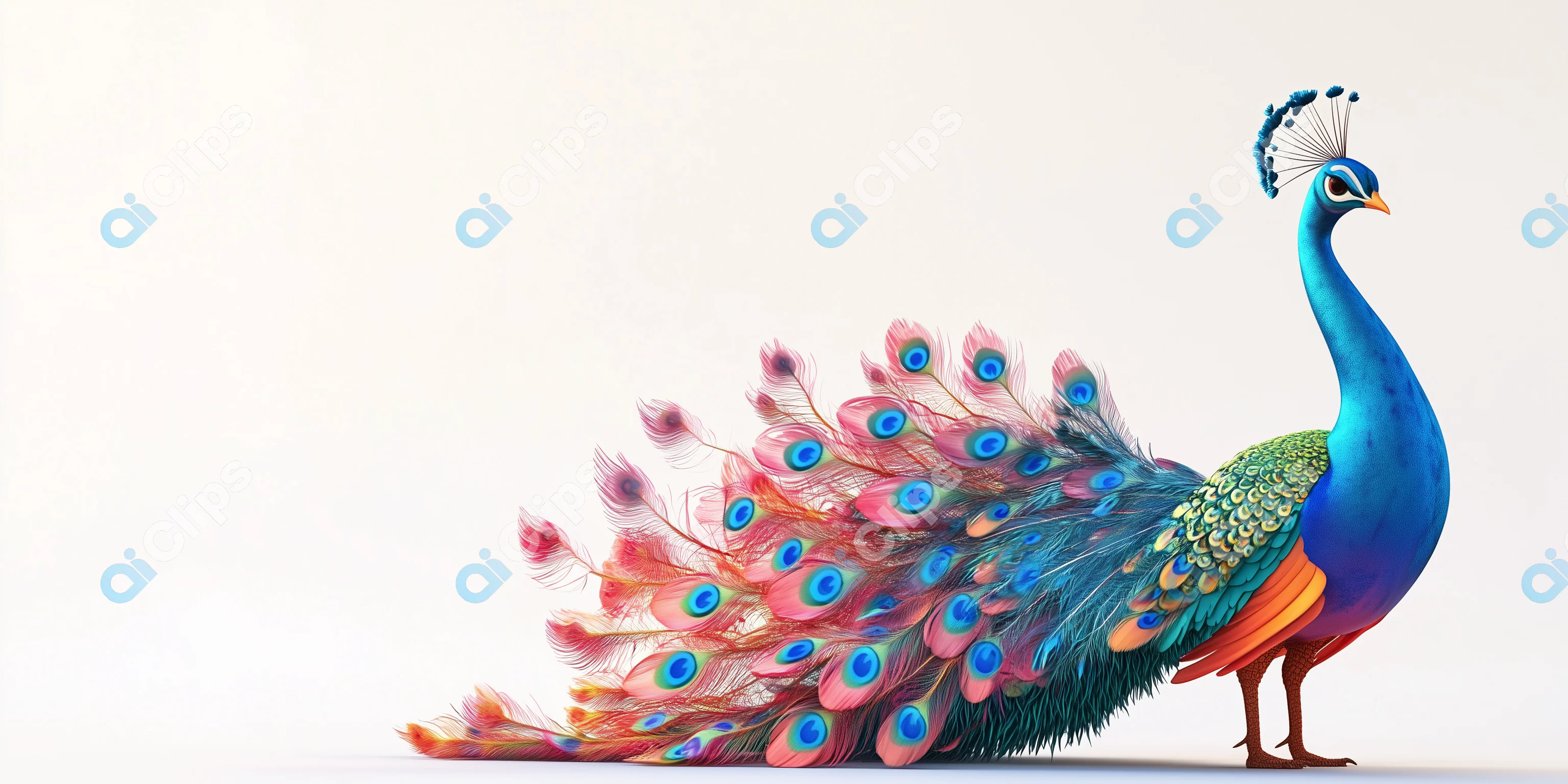 Elegant Cartoon Peacock Render