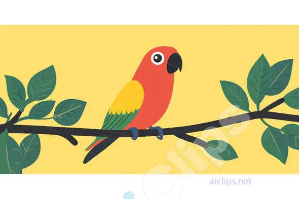 Colorful Parrot on Branch Illustration