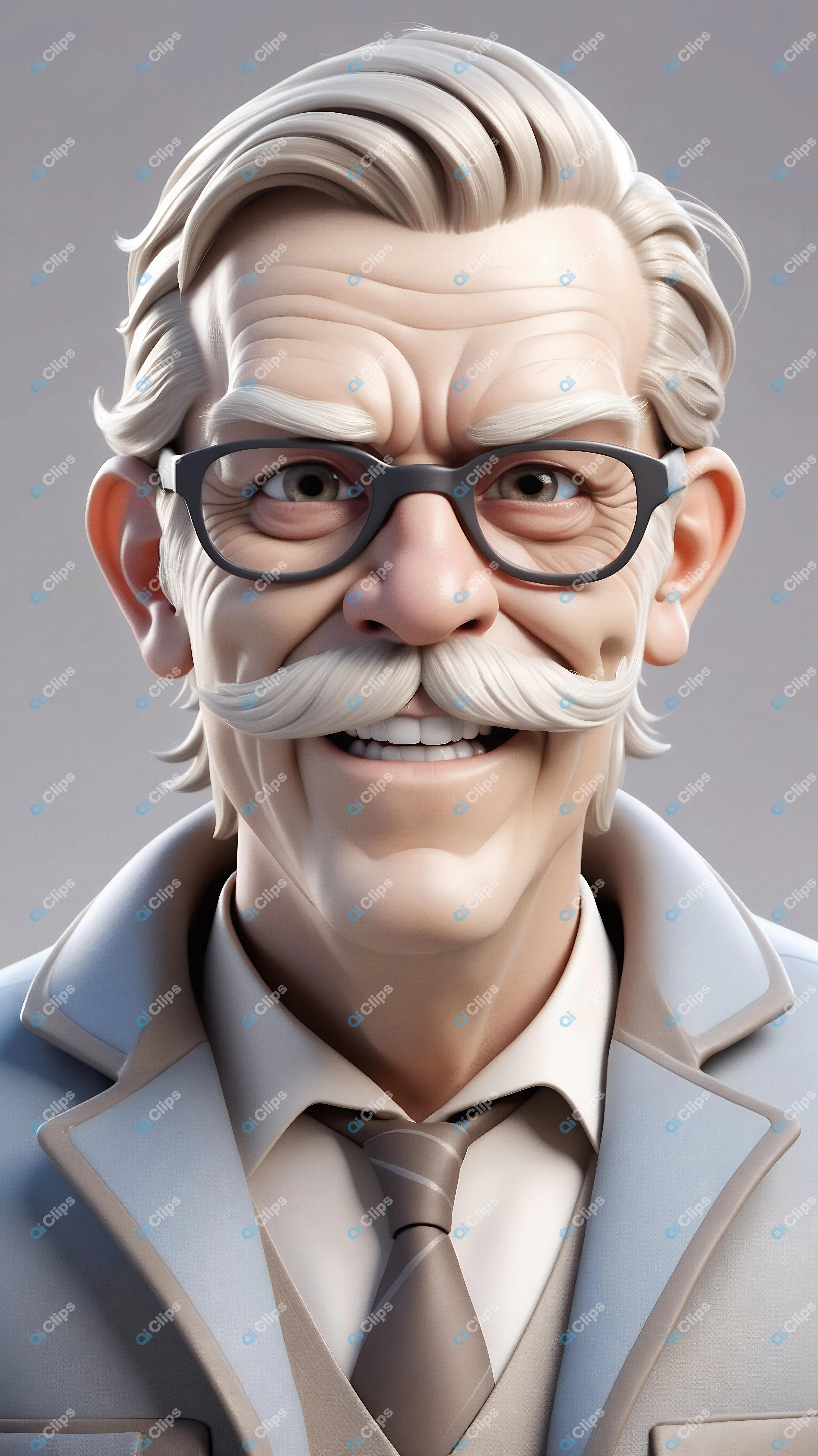 Smiling Elderly Man Cartoon