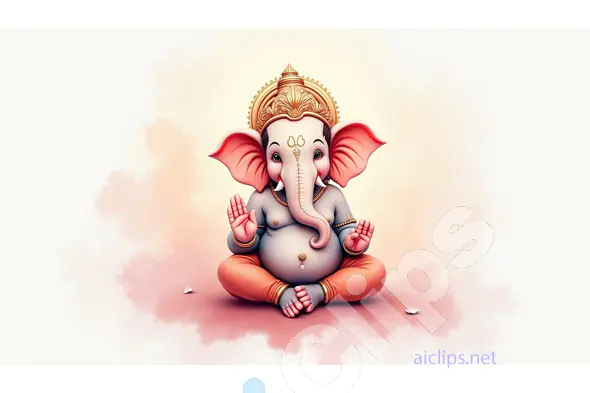 Adorable Lord Ganesha Illustration with Blessing Gesture