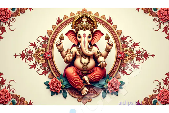 Lord Ganesha with Ornate Floral Design