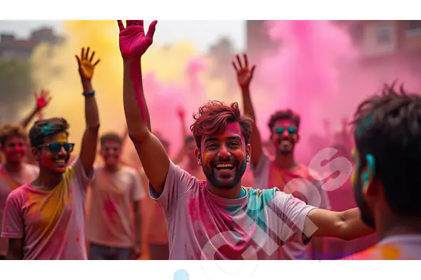 Joyful Holi Celebration with Vibrant Colors