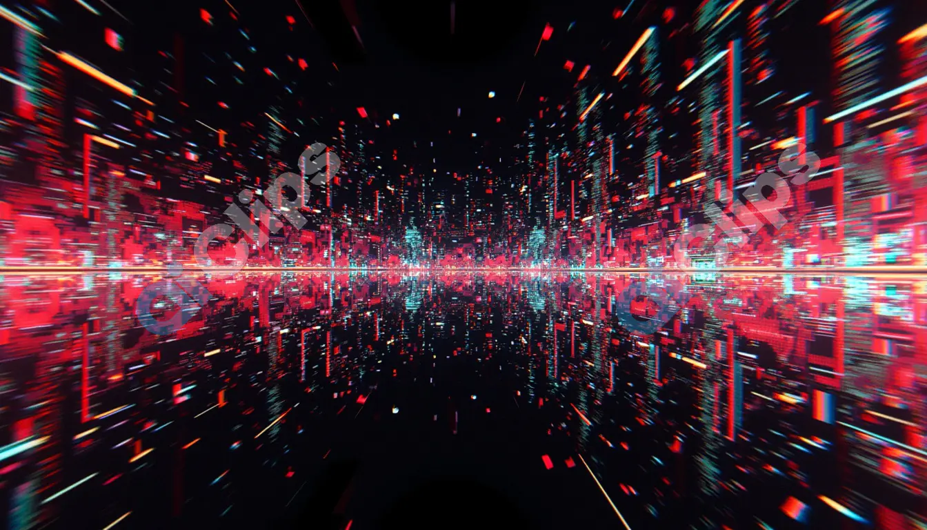 Futuristic Digital Cityscape with Neon Lights