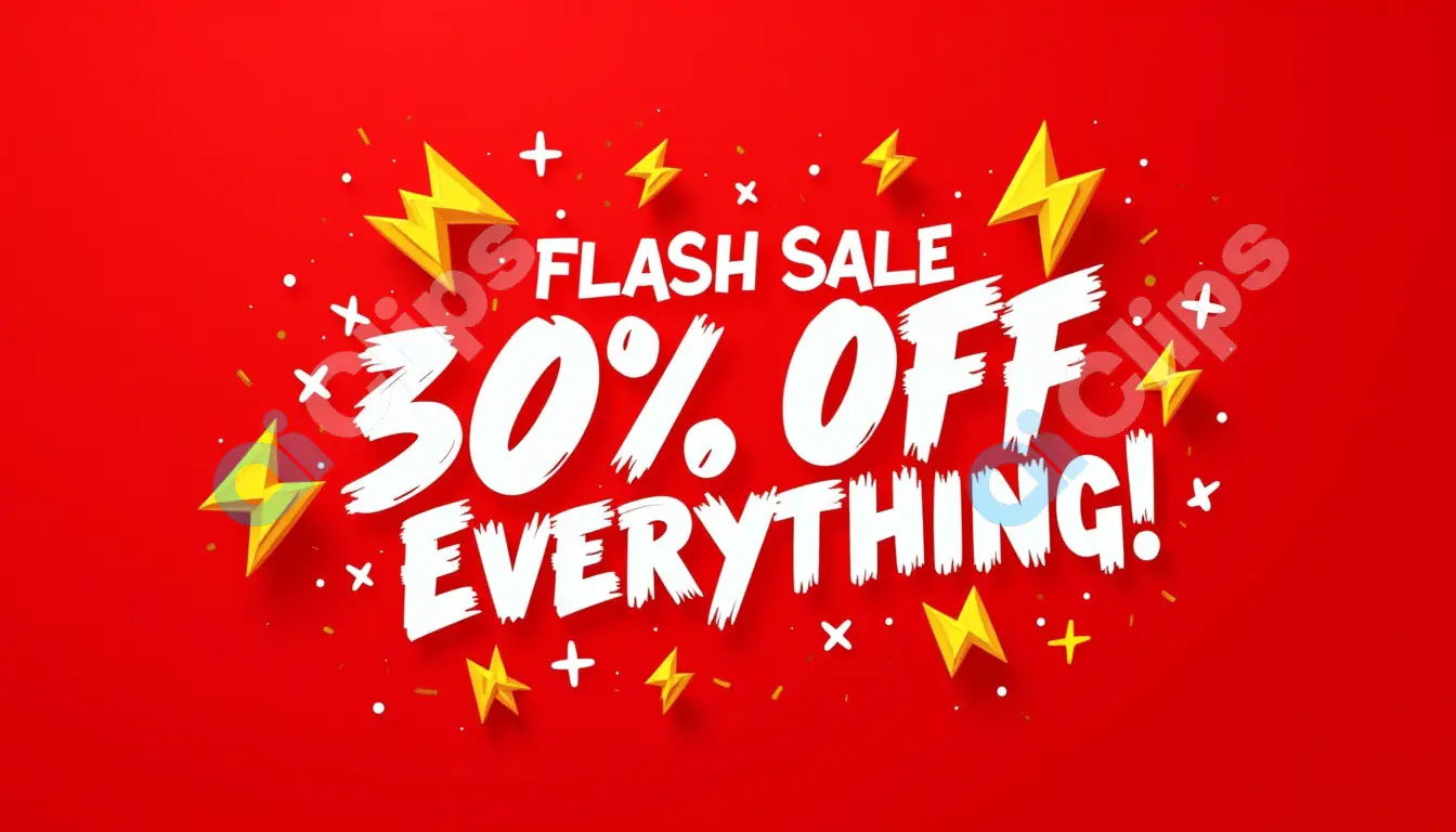 Flash Sale 30% Off Banner - Red and Yellow Promotional Graphic