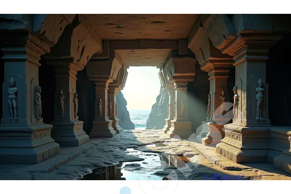 Ancient Cave Temple with Sea View