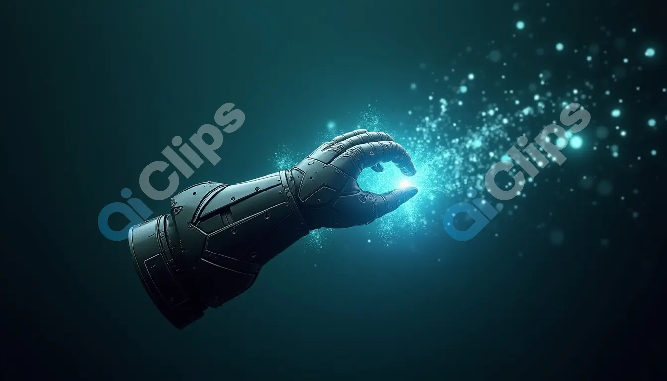 Futuristic Robotic Hand with Glowing Energy