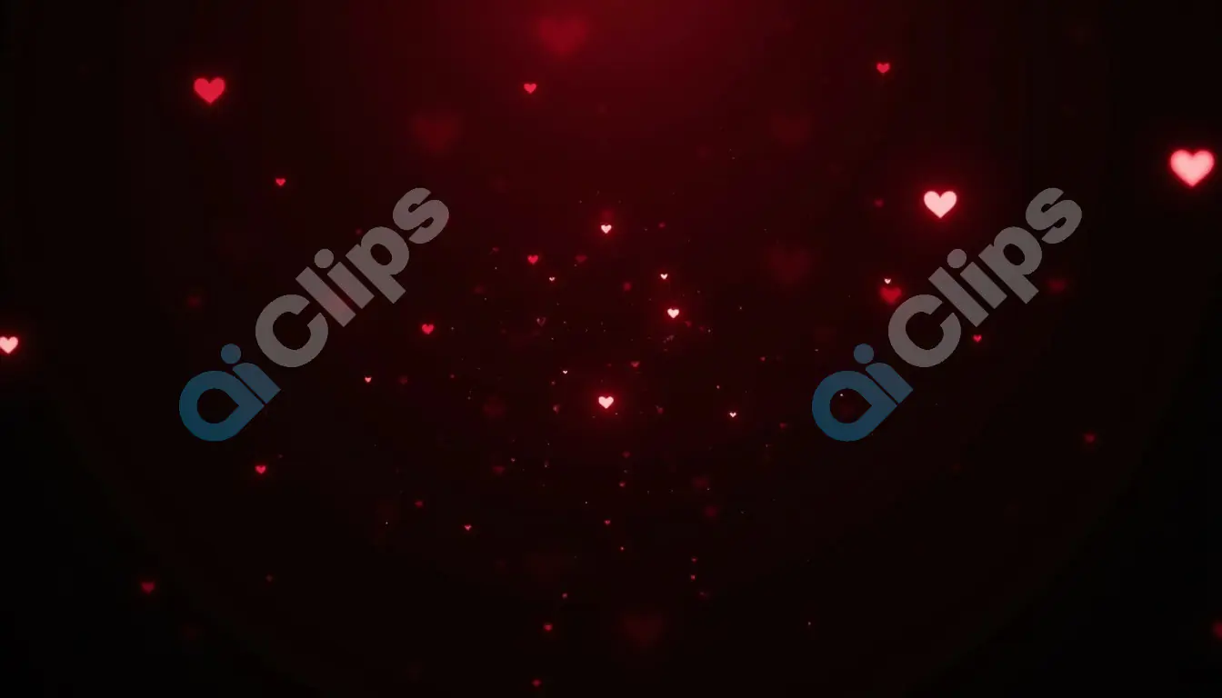 Glowing Red Hearts on Dark Background