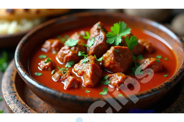 Spicy Indian Mutton Curry in Rich Red Gravy