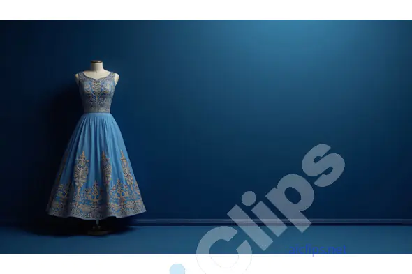 Light Blue Embroidered Sleeveless Gown on Mannequin